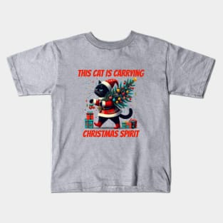 Black Cat Christmas Christmas Cat 2024 Kids T-Shirt